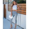 image:imageGRAPENT Capri Jeans for Women Skinny High Waisted Pull On Elastic Waist Knit Jeggings Comfy Stretchy Denim Capris PantsIcy Blue