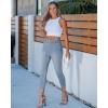 image:imageGRAPENT Capri Jeans for Women Skinny High Waisted Pull On Elastic Waist Knit Jeggings Comfy Stretchy Denim Capris PantsIcy Blue