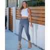 image:imageGRAPENT Capri Jeans for Women Skinny High Waisted Pull On Elastic Waist Knit Jeggings Comfy Stretchy Denim Capris PantsLakeside Blue
