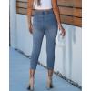 image:imageGRAPENT Capri Jeans for Women Skinny High Waisted Pull On Elastic Waist Knit Jeggings Comfy Stretchy Denim Capris PantsLakeside Blue