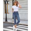 image:imageGRAPENT Capri Jeans for Women Skinny High Waisted Pull On Elastic Waist Knit Jeggings Comfy Stretchy Denim Capris PantsSeaport Blue