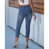 image:imageGRAPENT Capri Jeans for Women Skinny High Waisted Pull On Elastic Waist Knit Jeggings Comfy Stretchy Denim Capris PantsSeaport Blue