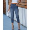 image:imageGRAPENT Capri Jeans for Women Skinny High Waisted Pull On Elastic Waist Knit Jeggings Comfy Stretchy Denim Capris PantsSeaport Blue