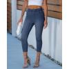 image:imageGRAPENT Capri Jeans for Women Skinny High Waisted Pull On Elastic Waist Knit Jeggings Comfy Stretchy Denim Capris PantsTimeless Blue