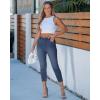 image:imageGRAPENT Capri Jeans for Women Skinny High Waisted Pull On Elastic Waist Knit Jeggings Comfy Stretchy Denim Capris PantsTimeless Blue