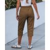 image:imageGRAPENT Capri Pants for Women Cargo Elastic Waist Pull On Drawstring Summer Casual Capris Cotton Chino Cropped PantsBrown