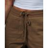 image:imageGRAPENT Capri Pants for Women Cargo Elastic Waist Pull On Drawstring Summer Casual Capris Cotton Chino Cropped PantsBrown
