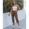 image:imageGRAPENT Capri Pants for Women Cargo Elastic Waist Pull On Drawstring Summer Casual Capris Cotton Chino Cropped PantsBrown