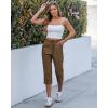 image:imageGRAPENT Capri Pants for Women Cargo Elastic Waist Pull On Drawstring Summer Casual Capris Cotton Chino Cropped PantsBrown