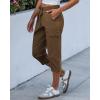 image:imageGRAPENT Capri Pants for Women Cargo Elastic Waist Pull On Drawstring Summer Casual Capris Cotton Chino Cropped PantsBrown