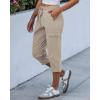 image:imageGRAPENT Capri Pants for Women Cargo Elastic Waist Pull On Drawstring Summer Casual Capris Cotton Chino Cropped PantsCreamy Beige