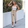 image:imageGRAPENT Capri Pants for Women Cargo Elastic Waist Pull On Drawstring Summer Casual Capris Cotton Chino Cropped PantsCreamy Beige