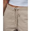 image:imageGRAPENT Capri Pants for Women Cargo Elastic Waist Pull On Drawstring Summer Casual Capris Cotton Chino Cropped PantsCreamy Beige
