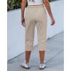 image:imageGRAPENT Capri Pants for Women Cargo Elastic Waist Pull On Drawstring Summer Casual Capris Cotton Chino Cropped PantsCreamy Beige
