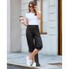 image:imageGRAPENT Capri Pants for Women High Waisted Relaxed Fit Elastic Knit Waist Casual Capris Cotton Trousers Cropped PantsBlack