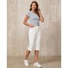 image:imageGRAPENT Capri Pants for Women High Waisted Relaxed Fit Elastic Knit Waist Casual Capris Cotton Trousers Cropped PantsCream White
