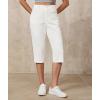image:imageGRAPENT Capri Pants for Women High Waisted Relaxed Fit Elastic Knit Waist Casual Capris Cotton Trousers Cropped PantsCream White