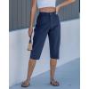 image:imageGRAPENT Capri Pants for Women High Waisted Relaxed Fit Elastic Knit Waist Casual Capris Cotton Trousers Cropped PantsDark Blue