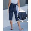 image:imageGRAPENT Capri Pants for Women High Waisted Relaxed Fit Elastic Knit Waist Casual Capris Cotton Trousers Cropped PantsDark Blue