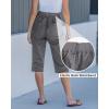 image:imageGRAPENT Capri Pants for Women High Waisted Relaxed Fit Elastic Knit Waist Casual Capris Cotton Trousers Cropped PantsDark Gray