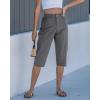 image:imageGRAPENT Capri Pants for Women High Waisted Relaxed Fit Elastic Knit Waist Casual Capris Cotton Trousers Cropped PantsDark Gray