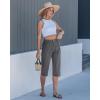 image:imageGRAPENT Capri Pants for Women High Waisted Relaxed Fit Elastic Knit Waist Casual Capris Cotton Trousers Cropped PantsDark Gray
