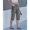 image:imageGRAPENT Capri Pants for Women High Waisted Relaxed Fit Elastic Knit Waist Casual Capris Cotton Trousers Cropped PantsDark Gray