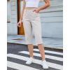 image:imageGRAPENT Capri Pants for Women High Waisted Relaxed Fit Elastic Knit Waist Casual Capris Cotton Trousers Cropped PantsLight Gray