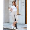image:imageGRAPENT Capri Pants for Women High Waisted Relaxed Fit Elastic Knit Waist Casual Capris Cotton Trousers Cropped PantsLight Gray