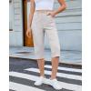 image:imageGRAPENT Capri Pants for Women High Waisted Relaxed Fit Elastic Knit Waist Casual Capris Cotton Trousers Cropped PantsLight Gray