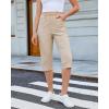 image:imageGRAPENT Capri Pants for Women High Waisted Relaxed Fit Elastic Knit Waist Casual Capris Cotton Trousers Cropped PantsLight Khaki