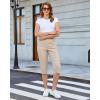 image:imageGRAPENT Capri Pants for Women High Waisted Relaxed Fit Elastic Knit Waist Casual Capris Cotton Trousers Cropped PantsLight Khaki
