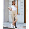 image:imageGRAPENT Capri Pants for Women High Waisted Relaxed Fit Elastic Knit Waist Casual Capris Cotton Trousers Cropped PantsLight Khaki
