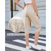 image:imageGRAPENT Capri Pants for Women High Waisted Relaxed Fit Elastic Knit Waist Casual Capris Cotton Trousers Cropped PantsLight Khaki