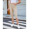 image:imageGRAPENT Capri Pants for Women High Waisted Relaxed Fit Elastic Knit Waist Casual Capris Cotton Trousers Cropped PantsLight Khaki