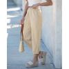 image:imageGRAPENT Capri Pants for Women Linen Barrel High Waisted Pull On Elastic Waist Casual Summer Capris Beach Vacation PantsApricot