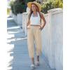 image:imageGRAPENT Capri Pants for Women Linen Barrel High Waisted Pull On Elastic Waist Casual Summer Capris Beach Vacation PantsApricot