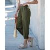 image:imageGRAPENT Capri Pants for Women Linen Barrel High Waisted Pull On Elastic Waist Casual Summer Capris Beach Vacation PantsArmy Green