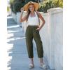 image:imageGRAPENT Capri Pants for Women Linen Barrel High Waisted Pull On Elastic Waist Casual Summer Capris Beach Vacation PantsArmy Green