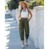 image:imageGRAPENT Capri Pants for Women Linen Barrel High Waisted Pull On Elastic Waist Casual Summer Capris Beach Vacation PantsArmy Green