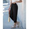image:imageGRAPENT Capri Pants for Women Linen Barrel High Waisted Pull On Elastic Waist Casual Summer Capris Beach Vacation PantsBlack