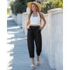 image:imageGRAPENT Capri Pants for Women Linen Barrel High Waisted Pull On Elastic Waist Casual Summer Capris Beach Vacation PantsBlack