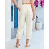 image:imageGRAPENT Capri Pants for Women Linen Barrel High Waisted Pull On Elastic Waist Casual Summer Capris Beach Vacation PantsCream White