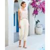 image:imageGRAPENT Capri Pants for Women Linen Barrel High Waisted Pull On Elastic Waist Casual Summer Capris Beach Vacation PantsCream White