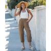 image:imageGRAPENT Capri Pants for Women Linen Barrel High Waisted Pull On Elastic Waist Casual Summer Capris Beach Vacation PantsLatte Brown