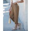 image:imageGRAPENT Capri Pants for Women Linen Barrel High Waisted Pull On Elastic Waist Casual Summer Capris Beach Vacation PantsLatte Brown