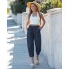 image:imageGRAPENT Capri Pants for Women Linen Barrel High Waisted Pull On Elastic Waist Casual Summer Capris Beach Vacation PantsNavy Blue