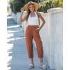 image:imageGRAPENT Capri Pants for Women Linen Barrel High Waisted Pull On Elastic Waist Casual Summer Capris Beach Vacation PantsRust