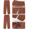 image:imageGRAPENT Capri Pants for Women Linen Barrel High Waisted Pull On Elastic Waist Casual Summer Capris Beach Vacation PantsRust