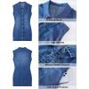 image:imageGRAPENT Denim Dress for Women Stretchy Cap Sleeve Button Down Casual Collared Above Knee Short Jean Dresses with PocketsDarkness Blue